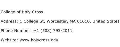 College of Holy Cross Address Contact Number