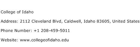 College of Idaho Address Contact Number