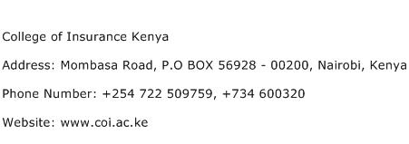 College of Insurance Kenya Address Contact Number