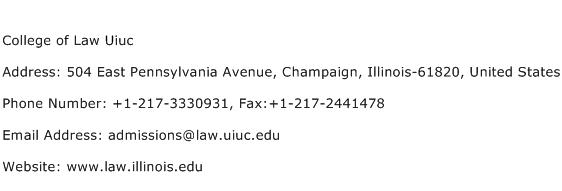 College of Law Uiuc Address Contact Number