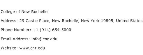 College of New Rochelle Address Contact Number