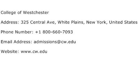 College of Westchester Address Contact Number