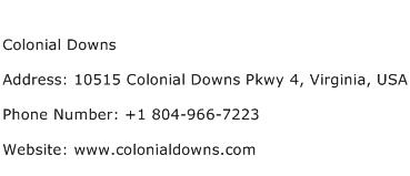 Colonial Downs Address Contact Number