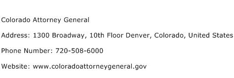 Colorado Attorney General Address Contact Number