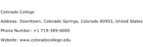 Colorado College Address Contact Number