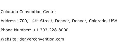 Colorado Convention Center Address Contact Number