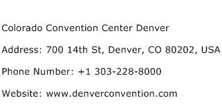 Colorado Convention Center Denver Address Contact Number