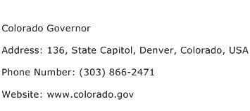 Colorado Governor Address Contact Number