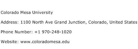 Colorado Mesa University Address Contact Number