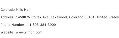 Colorado Mills Mall Address Contact Number