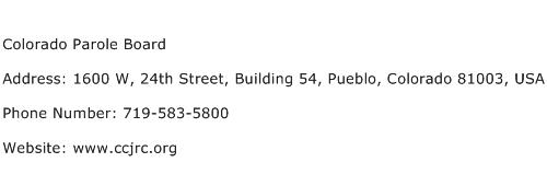 Colorado Parole Board Address Contact Number
