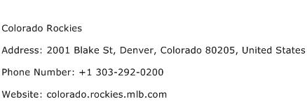 Colorado Rockies Address Contact Number