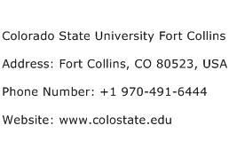 Colorado State University Fort Collins Address Contact Number
