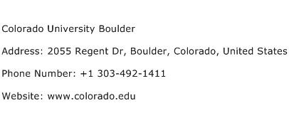 Colorado University Boulder Address Contact Number