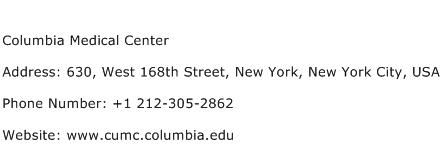 Columbia Medical Center Address Contact Number