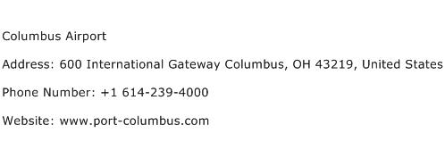 Columbus Airport Address Contact Number