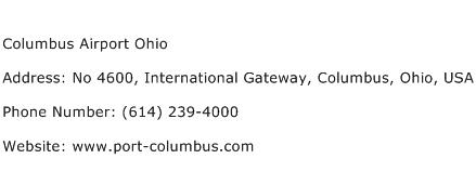 Columbus Airport Ohio Address Contact Number