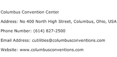 Columbus Convention Center Address Contact Number
