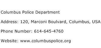 Columbus Police Department Address Contact Number