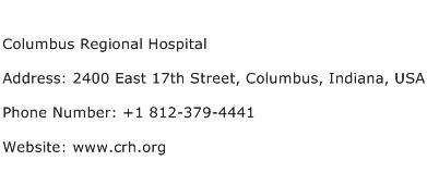 Columbus Regional Hospital Address Contact Number