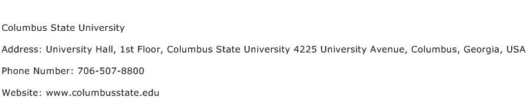 Columbus State University Address Contact Number