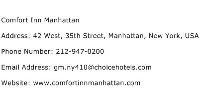 Comfort Inn Manhattan Address Contact Number