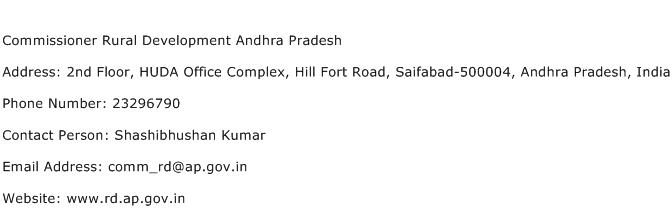 Commissioner Rural Development Andhra Pradesh Address Contact Number