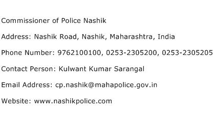 Commissioner of Police Nashik Address Contact Number