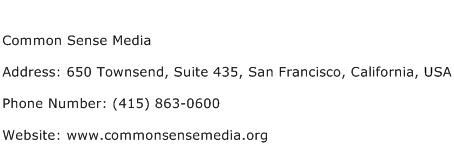 Common Sense Media Address Contact Number