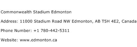 Commonwealth Stadium Edmonton Address Contact Number
