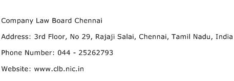 Company Law Board Chennai Address Contact Number