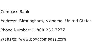 Compass Bank Address Contact Number