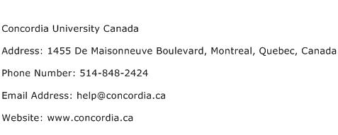 Concordia University Canada Address Contact Number