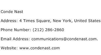 Conde Nast Address Contact Number