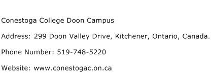 Conestoga College Doon Campus Address Contact Number