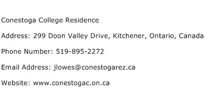 Conestoga College Residence Address Contact Number
