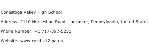 Conestoga Valley High School Address Contact Number