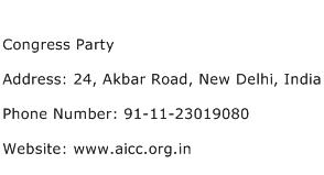Congress Party Address Contact Number