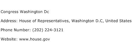 Congress Washington Dc Address Contact Number
