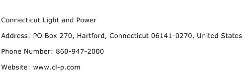Connecticut Light and Power Address Contact Number