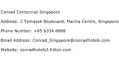 Conrad Centennial Singapore Address Contact Number