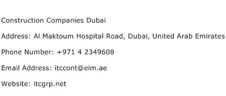 Construction Companies Dubai Address Contact Number