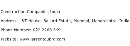 Construction Companies India Address Contact Number
