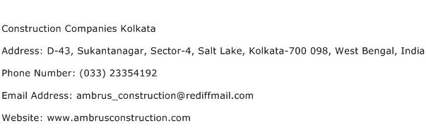 Construction Companies Kolkata Address Contact Number