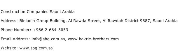 Construction Companies Saudi Arabia Address Contact Number