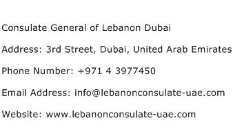 Consulate General of Lebanon Dubai Address Contact Number