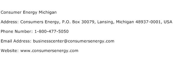 Consumer Energy Michigan Address Contact Number