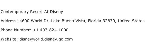 Contemporary Resort At Disney Address Contact Number