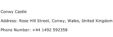 Conwy Castle Address Contact Number