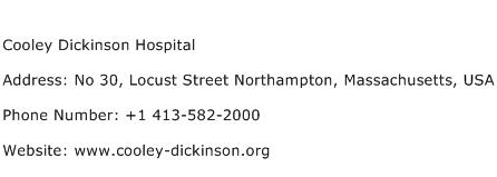 Cooley Dickinson Hospital Address Contact Number